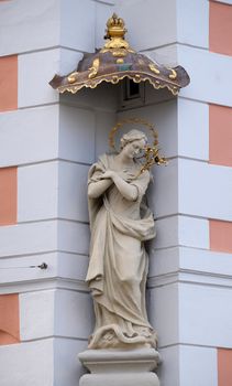 Virgin Mary, statue on the house facade in Graz, Styria, Austria