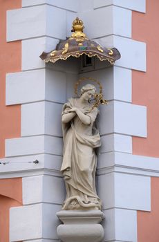 Virgin Mary, statue on the house facade in Graz, Styria, Austria