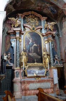 Altar of Saint Barbara in Barmherzigenkirche church in Graz, Styria, Austria