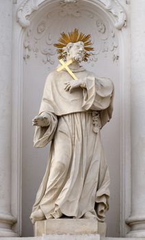 Saint Francis of Assisi on the portal of Mariahilf church in Graz, Styria, Austria