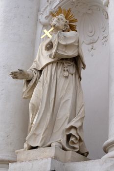 Saint Francis of Assisi on the portal of Mariahilf church in Graz, Styria, Austria