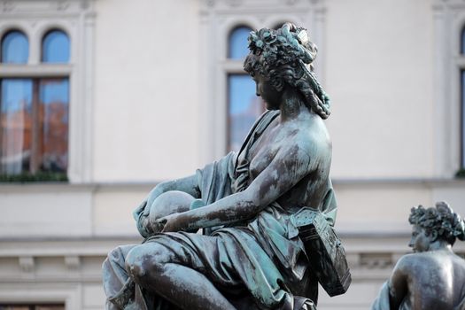 Archduke Johann Fountain, allegorical representation of the river Enns, Hauptplatz square, Graz, Styria, Austria