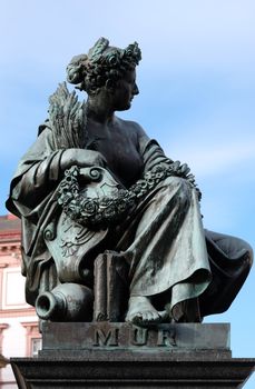 Archduke Johann Fountain, allegorical representation of the river Mur, Hauptplatz square, Graz, Styria, Austria