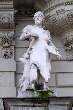 Statue of Industry, allegorical representation, detail of Town Hall, Graz, Styria, Austria