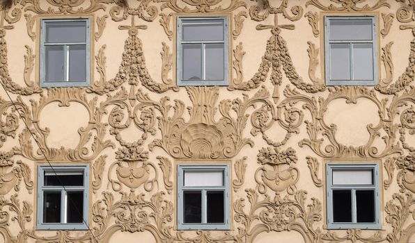 Stucco facade of Luegghaus, Luegg House, Graz, Styria, Austria