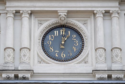 Clock at facade, detail Rathaus Town Hall, Graz, Styria, Austria