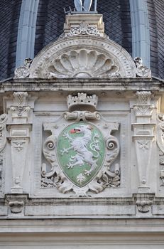 Graz coat of arms, facade detail Rathaus Town Hall, Graz, Styria, Austria