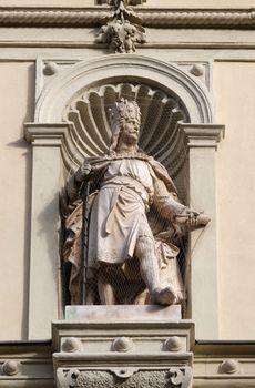 Statue of the Austrian monarchs on the portal of City Hall. Graz is the capital city of Styria, Austria