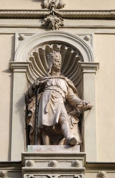 Statue of the Austrian monarchs on the portal of City Hall. Graz is the capital city of Styria, Austria