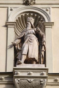 Statue of the Austrian monarchs on the portal of City Hall. Graz is the capital city of Styria, Austria