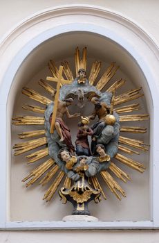 Coronation of the Virgin Mary, painting on the house facade in Graz, Styria, Austria