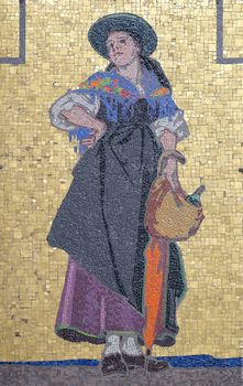 Mosaic on the house facade, Glockenspielplatz in Graz, Styria, Austria