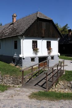 Idyllic village scene in Croatian countryside. Kumrovec historical village, Zagorje area of Croatia. Motherland of Josip Broz Tito, 1st President of Yugoslavia