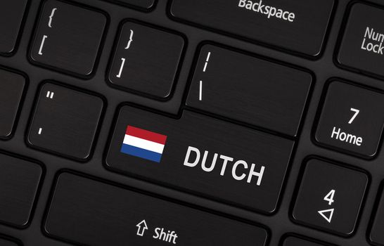 Enter button with flag Netherlands - Concept of language (learning or translate)