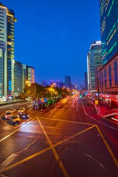 Shanghai, China - March 12, 2016: Shanghai skyline at night