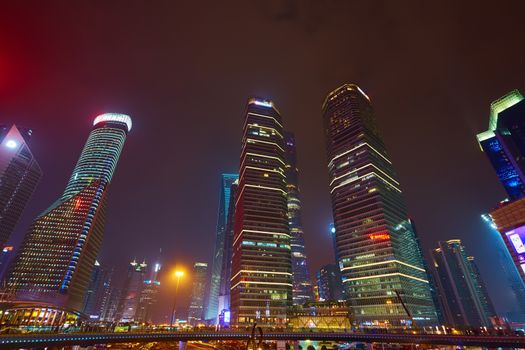Shanghai, China - March 12, 2016: Shanghai skyline at night