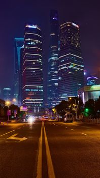 Shanghai, China - March 12, 2016: Shanghai skyline at night