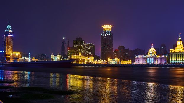 Shanghai, China - March 12, 2016: beautiful shanghai bund at night 