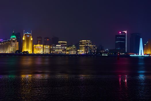 Shanghai, China - March 12, 2016: beautiful shanghai bund at night 