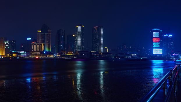 Shanghai, China - March 12, 2016: beautiful shanghai bund at night 