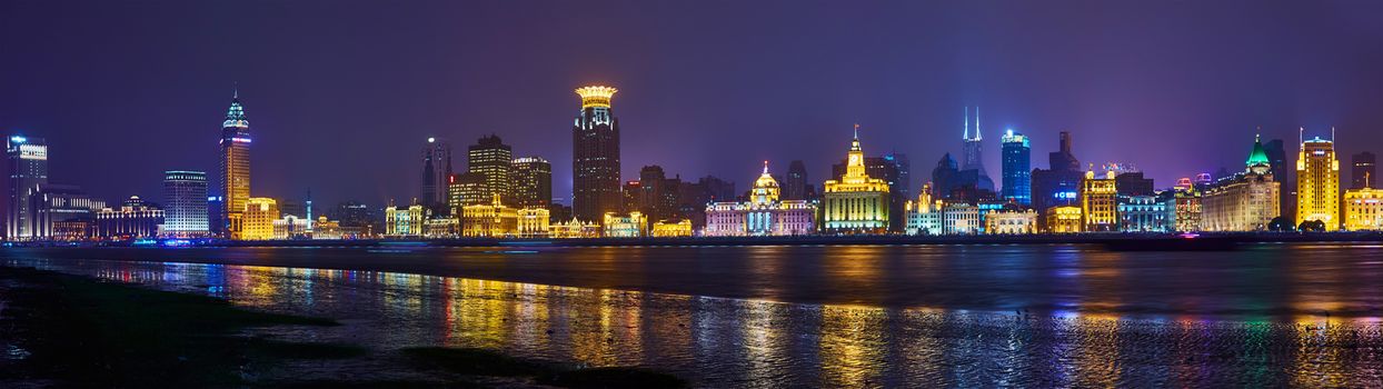 Shanghai, China - March 12, 2016: beautiful shanghai bund at night 