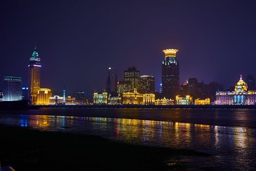 Shanghai, China - March 12, 2016: beautiful shanghai bund at night 