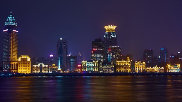 Shanghai, China - March 12, 2016: beautiful shanghai bund at night 