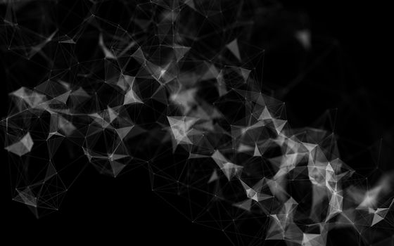 Abstract polygonal space low poly dark background with connecting dots and lines. Connection structure.