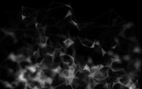 Abstract polygonal space low poly dark background with connecting dots and lines. Connection structure.