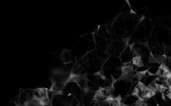 Abstract polygonal space low poly dark background with connecting dots and lines. Connection structure.