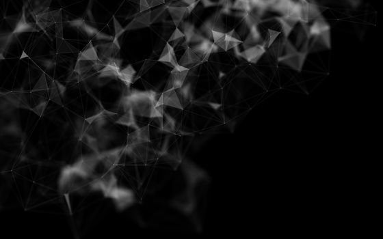 Abstract polygonal space low poly dark background with connecting dots and lines. Connection structure.