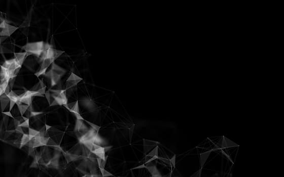 Abstract polygonal space low poly dark background with connecting dots and lines. Connection structure.