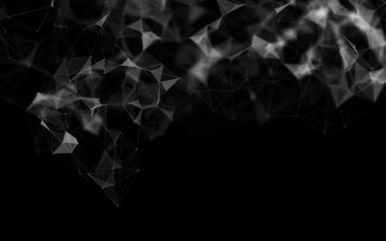 Abstract polygonal space low poly dark background with connecting dots and lines. Connection structure.