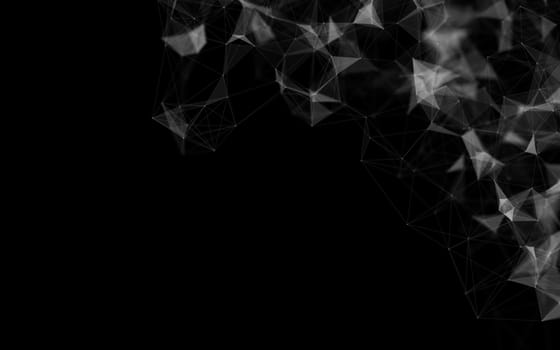 Abstract polygonal space low poly dark background with connecting dots and lines. Connection structure.