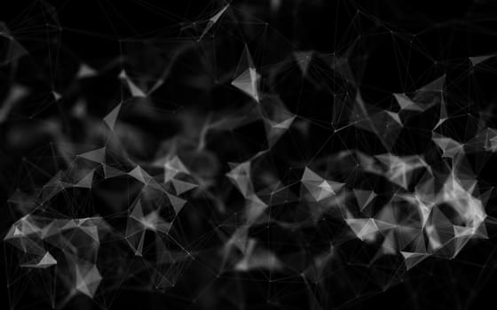 Abstract polygonal space low poly dark background with connecting dots and lines. Connection structure.