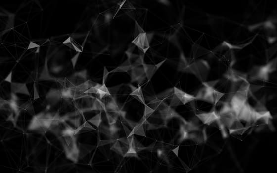 Abstract polygonal space low poly dark background with connecting dots and lines. Connection structure.