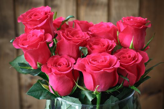 Beautiful flowers on a background of wooden boards