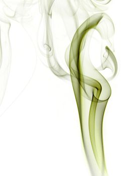 Green insence smoke on white background, graphic resource.