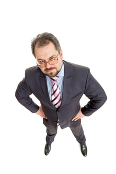 the adult man in a suit costs on a white background