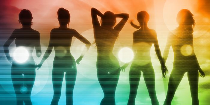 Ladies Going Clubbing in a Nightclub and Partying