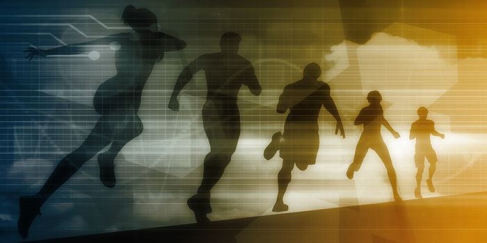 Fitness App Tracker Software Silhouette Illustration