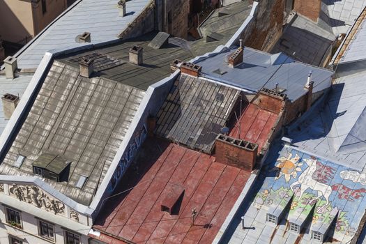 urban landscape, view from above the rooftops
