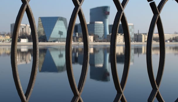 Modern Architecture of St. Petersburg reflected in water