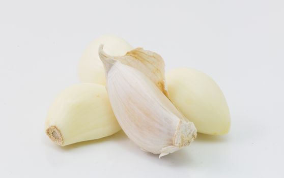 Fresh white garlic isolated on white background