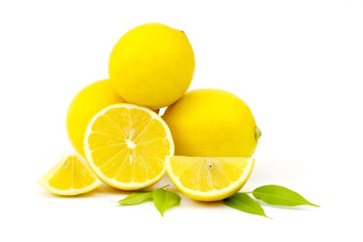 fresh lemons on white background