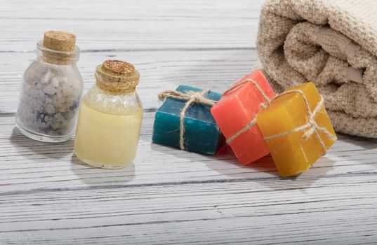 colorful natural herbal soaps