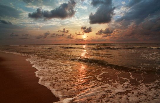 Beautiful sunset on the beach. Sri Lanka