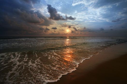 Beautiful sunset on the beach. Sri Lanka