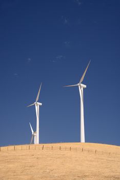 wind power turbine on golden grass hills