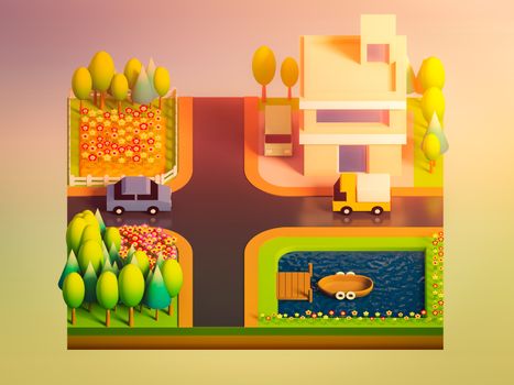 green earth concept in isometric view